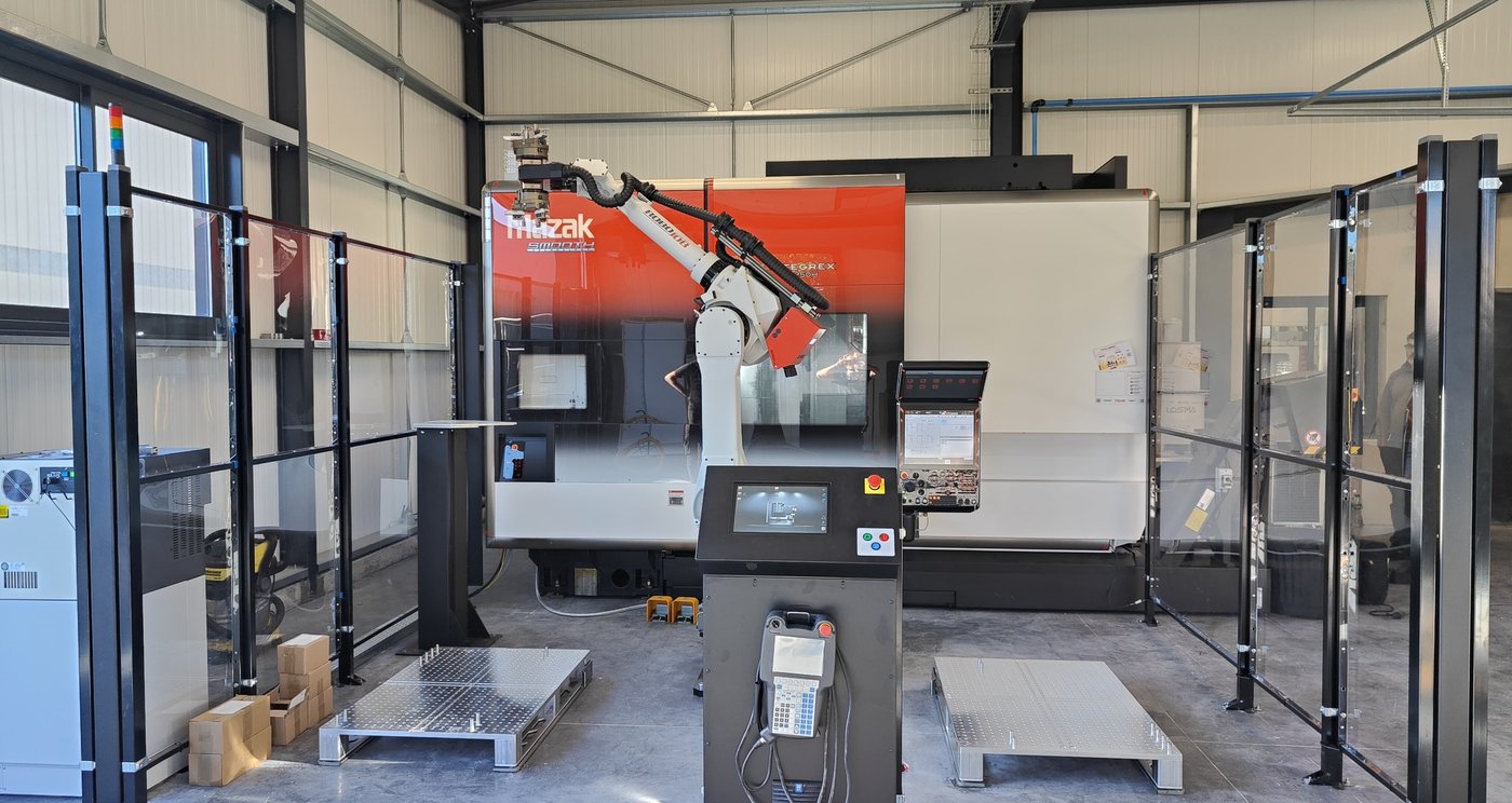 Pallet-Load + flip-over unit + Mazak Integrex I-250H